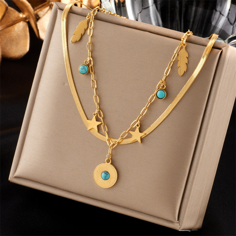 Luxury Multi-Layer Gold Clavicle Necklace-18K Gold-plated Titanium Steel