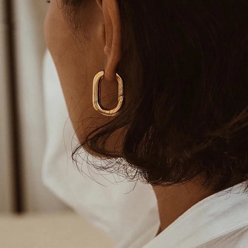 Elevated Geometric U-Shaped Hoop Earrings
