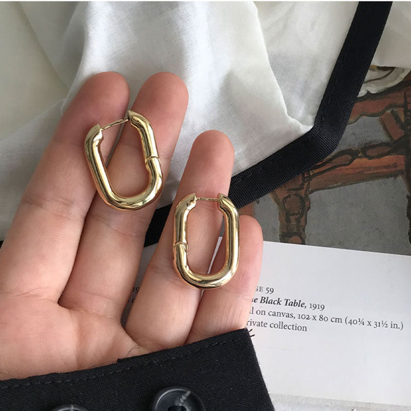 Elevated Geometric U-Shaped Hoop Earrings