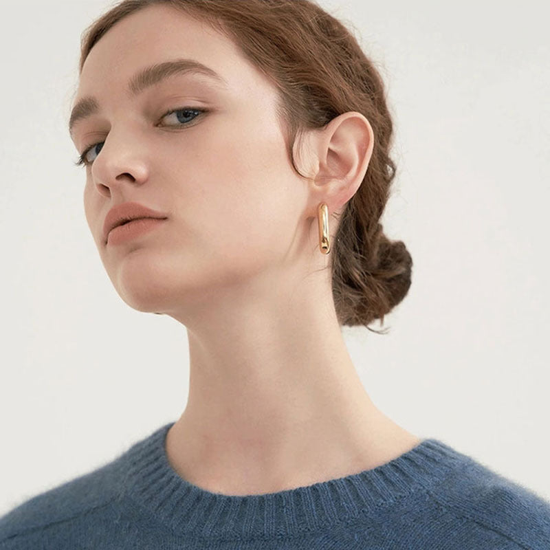 Elevated Geometric U-Shaped Hoop Earrings