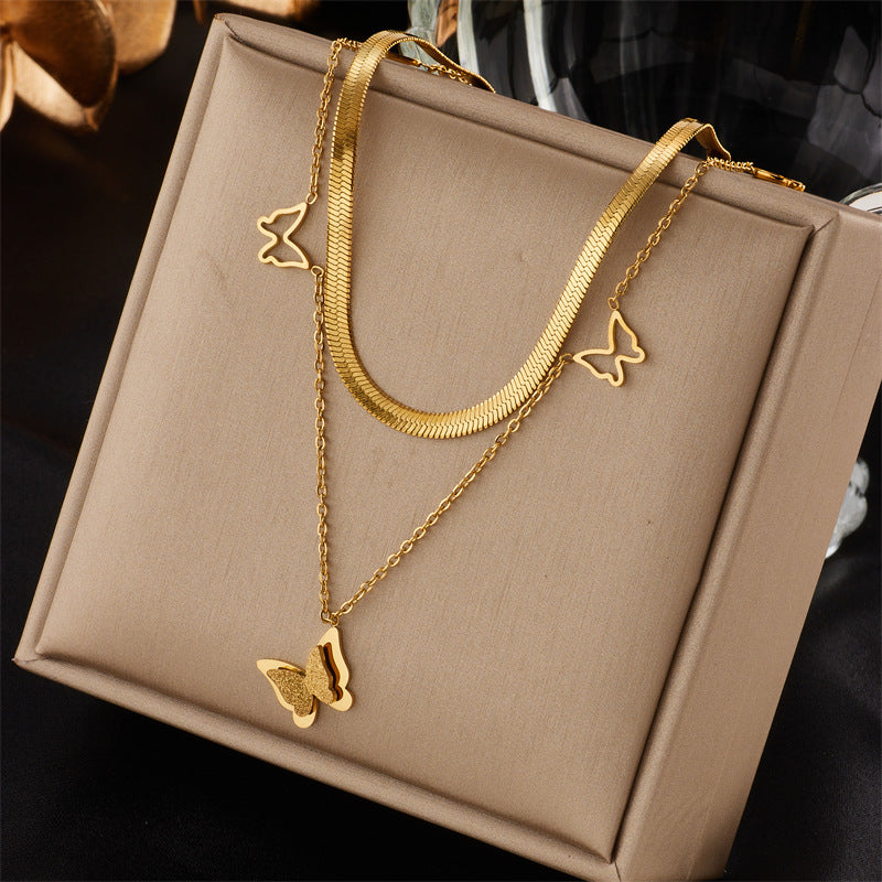 Luxury Multi-Layer Gold Clavicle Necklace-18K Gold-plated Titanium Steel