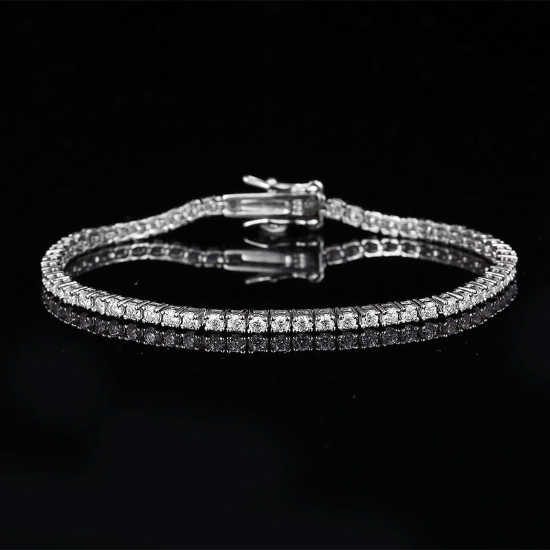 10 Points Moissanite Bracelet Tennis Chain, featuring S925 sterling silver and sparkling moissanite stones.