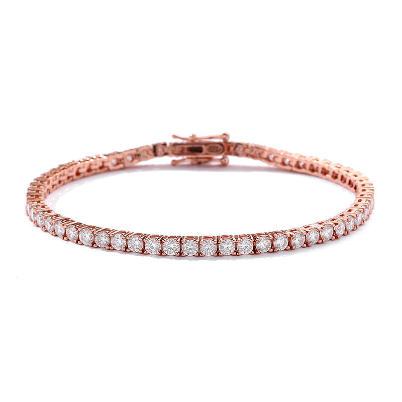 10 Points Moissanite Bracelet Tennis Chain in S925 Sterling Silver with stunning gemstones on a delicate design.
