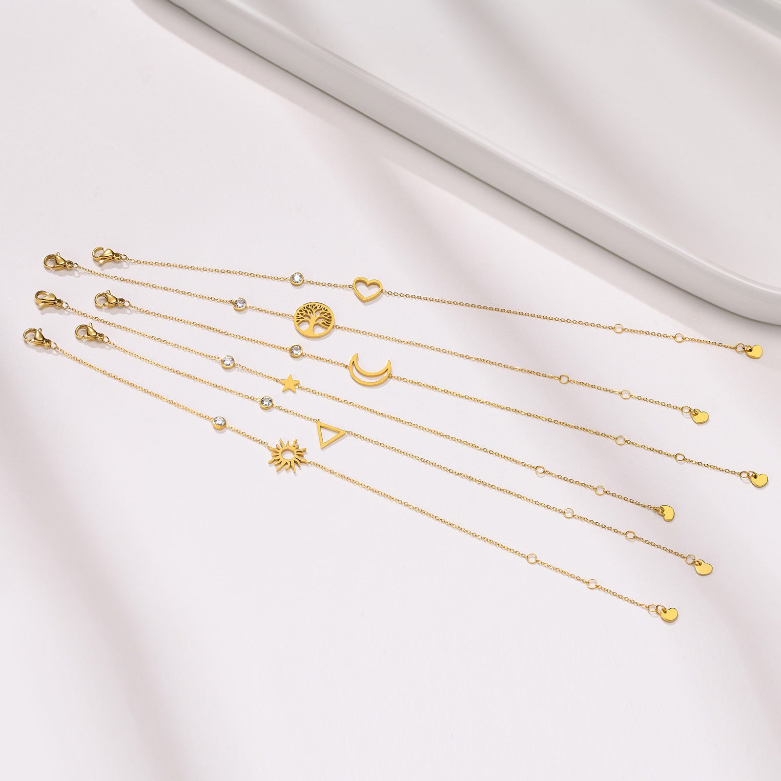 Luxury Sun, Moon & Star Zircon Bracelet – Minimalist Stainless Steel Jewelry